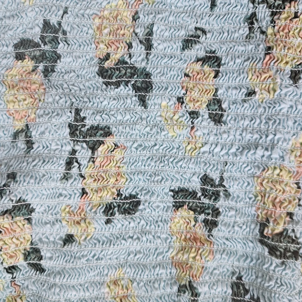 Justice girl's size 8 gathered blue with flowers top shirt